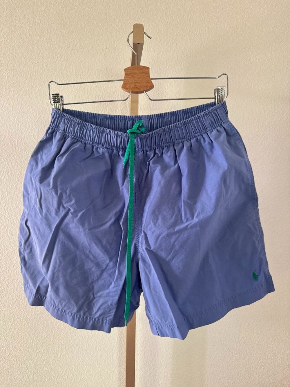 Vintage Polo Ralph Lauren Drawstring Shorts Size M Blue Green Pony Logo Y2K Prep
